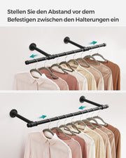 Wall Mounted Clothes Rail Heavy Duty holds up to 60 kg Ideal for Wardrobes and Garages by Songmics