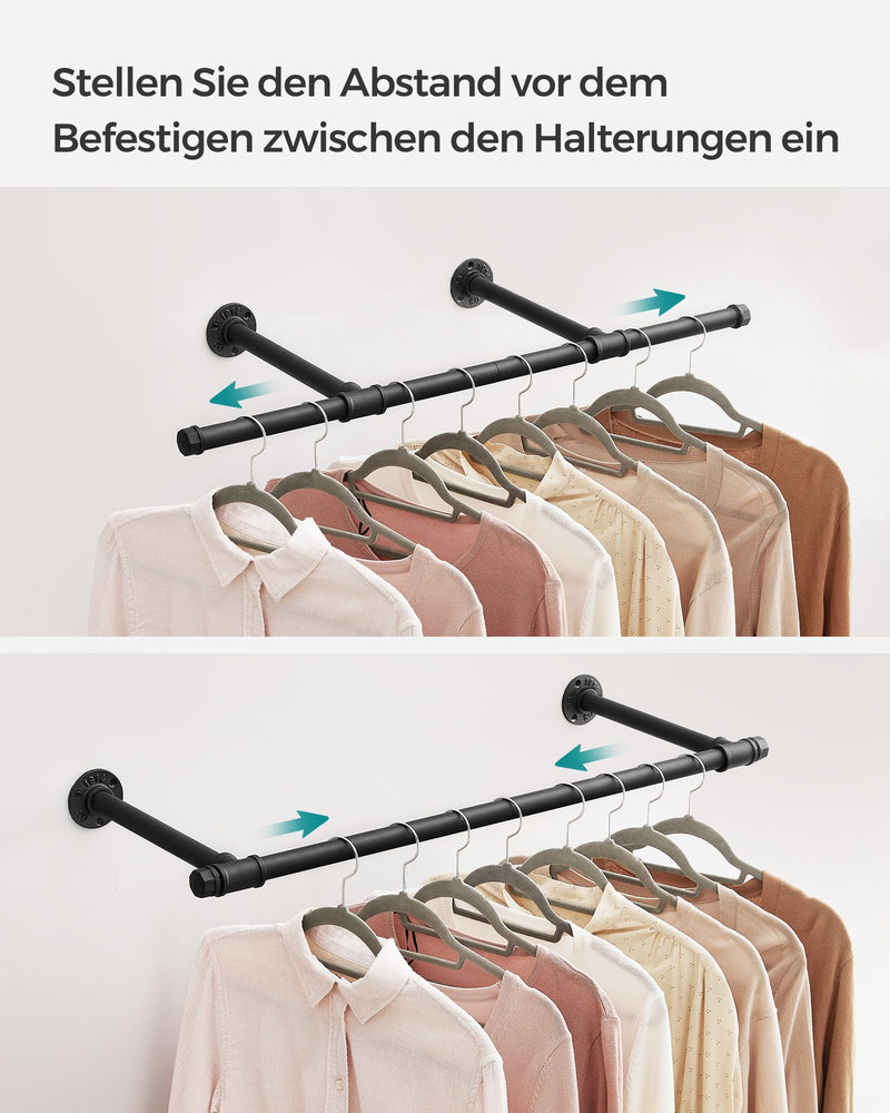 Wall Mounted Clothes Rail Heavy Duty holds up to 60 kg Ideal for Wardrobes and Garages by Songmics