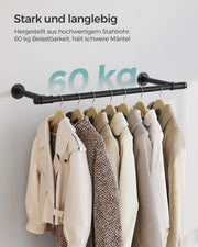 Wall Mounted Clothes Rail Heavy Duty holds up to 60 kg Ideal for Wardrobes and Garages by Songmics