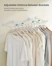 Set of 2 Wall Mounted Steel Clothes Rails in Cloud White Ideal for Hanging Storage by Songmics