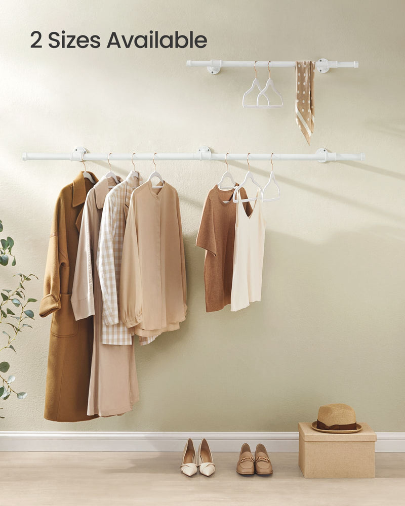 Set of 2 Wall Mounted Steel Clothes Rails in Cloud White Ideal for Hanging Storage by Songmics