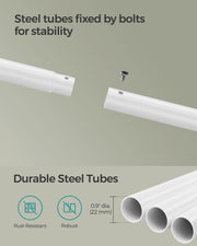 Double Rod Clothes Rail in Cloud White and Natural Beige with Storage Shelf by Songmics