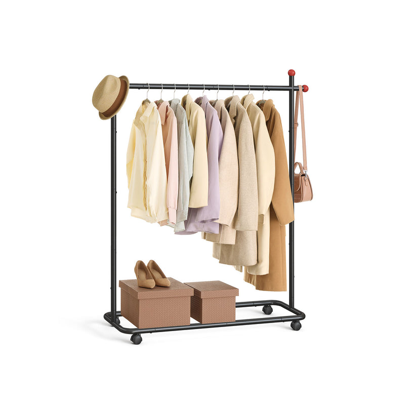 Black Metal Clothes Rail on Wheels with Single Hanging Rail for Bedroom or Hallway by Songmics Home SONGMICS HOME