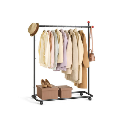 Black Metal Clothes Rail on Wheels with Single Hanging Rail for Bedroom or Hallway by Songmics Home SONGMICS HOME