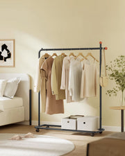 Black Metal Clothes Rail on Wheels with Single Hanging Rail for Bedroom or Hallway by Songmics Home SONGMICS HOME