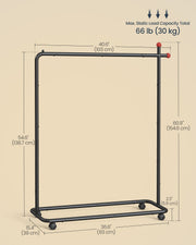 Black Metal Clothes Rail on Wheels with Single Hanging Rail for Bedroom or Hallway by Songmics Home SONGMICS HOME