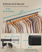 Heavy Duty Portable Clothes Rail with Extendable Hanging Bar Up to 150 kg by Songmics