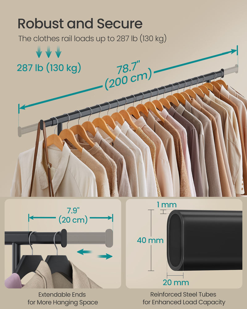 Heavy Duty Portable Clothes Rail with Extendable Hanging Bar Up to 150 kg by Songmics