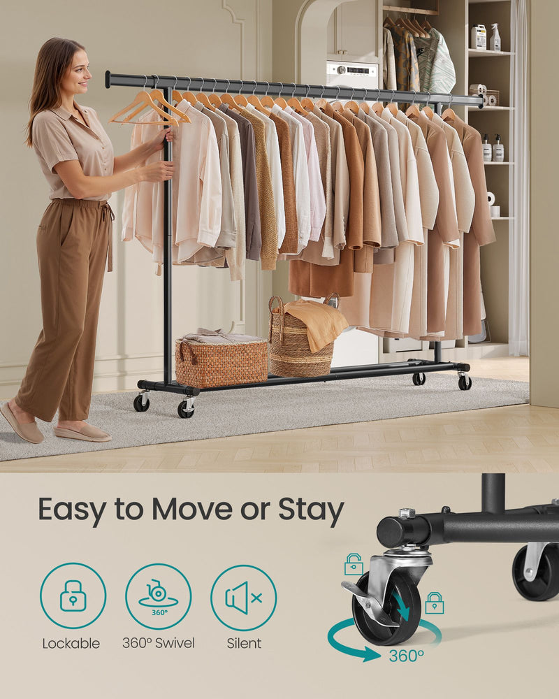 Heavy Duty Portable Clothes Rail with Extendable Hanging Bar Up to 150 kg by Songmics