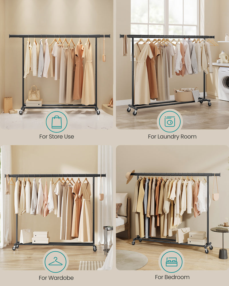 Heavy Duty Portable Clothes Rail with Extendable Hanging Bar Up to 150 kg by Songmics