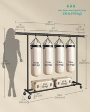 Heavy Duty Portable Clothes Rail with Extendable Hanging Bar Up to 150 kg by Songmics