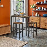 Bar Table and Chairs Set for Kitchen or Dining Room with 2 Stools Space Saving by Vasagle
