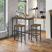 Bar Table and Chairs Set for Kitchen or Dining Room with 2 Stools Space Saving by Vasagle