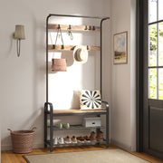 Hall Tree with Coat Rack and Shoe Bench for Entryway Storage and Organisation by Vasagle