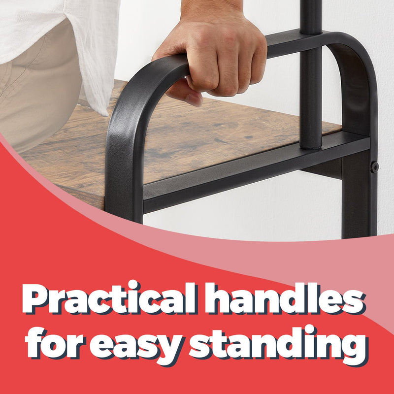 Hall Tree Coat Rack with Shoe Bench and 9 Removable Hooks for Entryway Storage by Vasagle