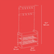 Hall Tree Coat Rack with Shoe Bench and 9 Removable Hooks for Entryway Storage by Vasagle