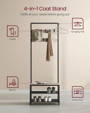Industrial Hall Tree with Shoe Bench 9 Hooks and Coat Rack Bar for Entryway by Vasagle
