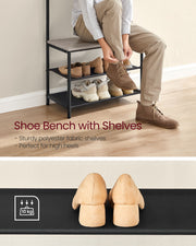 Industrial Hall Tree with Shoe Bench 9 Hooks and Coat Rack Bar for Entryway by Vasagle