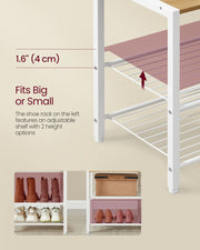 Hallway Coat Rack with Shoe Bench in Golden Oak and Cloud White Finish by Vasagle