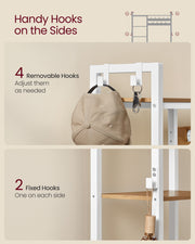 Hallway Coat Rack with Shoe Bench in Golden Oak and Cloud White Finish by Vasagle