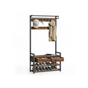 Coat Rack with Storage Bench and Hooks for Entryway Hallway Organiser by Vasagle