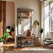 Hall Tree Coat Rack with Shoe Storage and Bench for Entryway 181 cm Tall by Vasagle