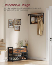 Coat Rack with Storage Bench and Hooks for Entryway Hallway Organiser by Vasagle