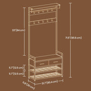 Hall Tree Coat Rack with Shoe Storage and Bench for Entryway 181 cm Tall by Vasagle