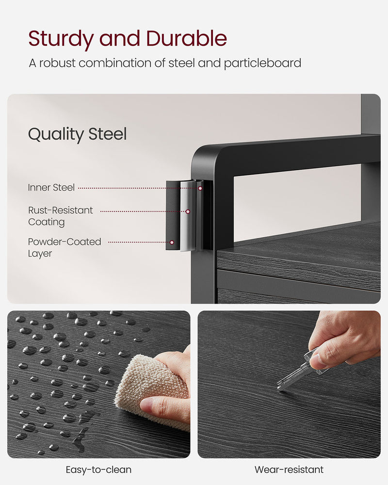 Hall Tree with Bench and Shoe Storage in Stone Grey and Ink Black Finish by Vasagle