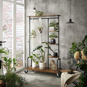 Open Wardrobe Rolling Clothes Storage Rack with Black Metal Frame for Bedroom or Laundry Room by Vasagle