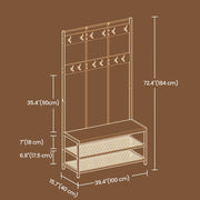 Large Industrial Coat Rack with 12 Hooks Shoe Bench and Storage Shelf for Entryway by Vasagle