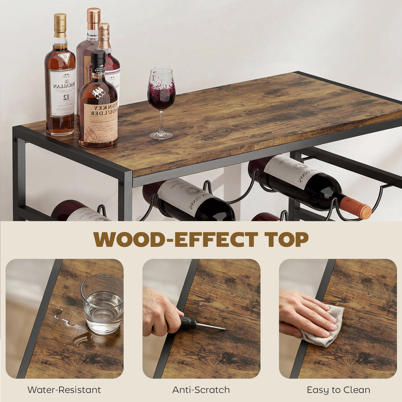 Wine Rack for 30 Bottles with Compact Storage and Secure Wave Slots Rustic Brown Black Homcom