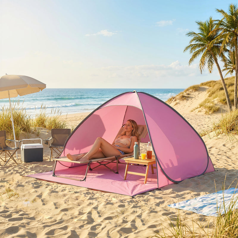 Pop Up UV Tent for Quick Outdoor Shade with Ventilation for 2 to 3 People Pink Outsunny