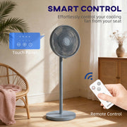 Pedestal Fan with Remote Control and Timer for Quiet Whole Room Cooling Grey AOSOM