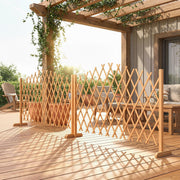 Freestanding Expandable Garden Privacy Screen Set of 2 Foldable Fir Wood Brown Outsunny