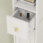 Tall Bathroom Storage Cabinet with Arched Doors for Towels and Toiletries, White