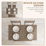 Four Piece Dining Set with Table Chairs and Bench Ideal for Family Meals, Grey