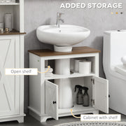 2 Piece Bathroom Furniture Set Tall Cabinet and Under Sink Cupboard Ash Wood Effect by kleankin AOSOM