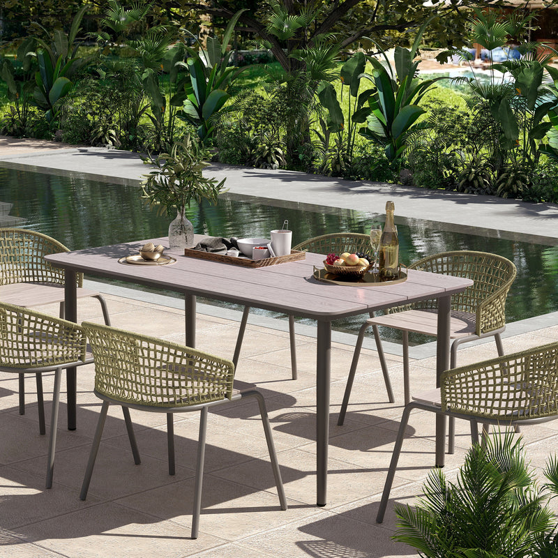Light Grey 6 Seater Garden Dining Table with Rust Resistant Metal Frame and WPC Top by Outsunny