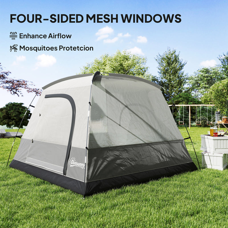 Dome Camping Tent for 3 People with Quick Setup Waterproof Design and Mesh Windows Grey