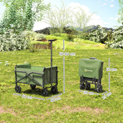 Collapsible Festival Trolley Wagon with Adjustable Handle 60kg Load for Camping Green