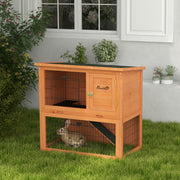 Two Tier Wooden Rabbit Hutch with Outdoor Run Ideal for Guinea Pigs and Bunnies Orange AOSOM