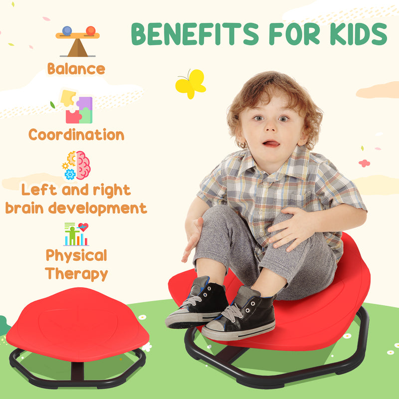 AIYAPLAY Sensory Spinning Chair for Kids, for Coordination, Balance, Red AOSOM