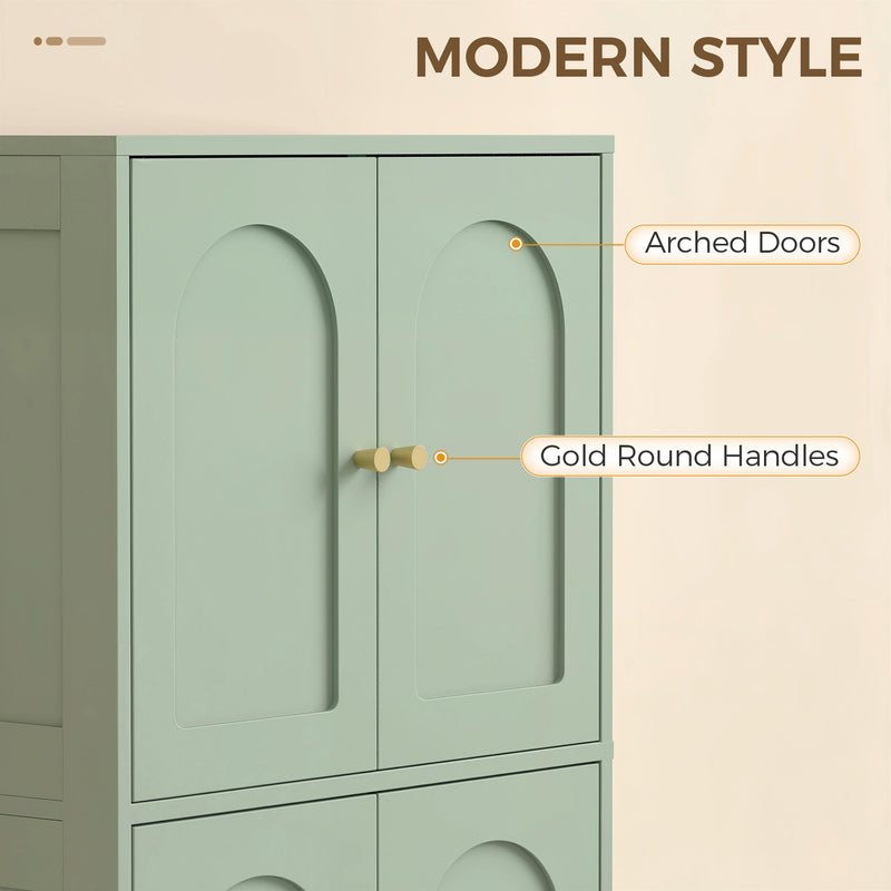 Pantry Storage Cabinet with Adjustable Shelves for Kitchen or Hallway Organisation Green AOSOM