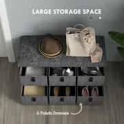 Shoe Storage Bench with 6 Drawers and Padded Seat Ideal for Hallway or Entryway Dark Grey