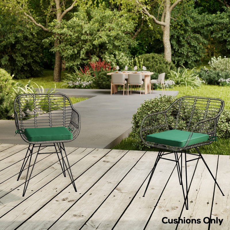 Set of 6 Padded Chair Cushions for Indoor or Outdoor Comfort with Removable Covers Green Outsunny