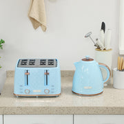 1.7L Fast Boil 3000W Jug Kettle and 4 Slice Toaster Set With Browning Control, Light Blue