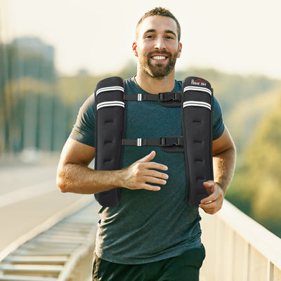 10kg Adjustable Weighted Vest for Running with Reflective Strips and Storage Pocket Black AOSOM
