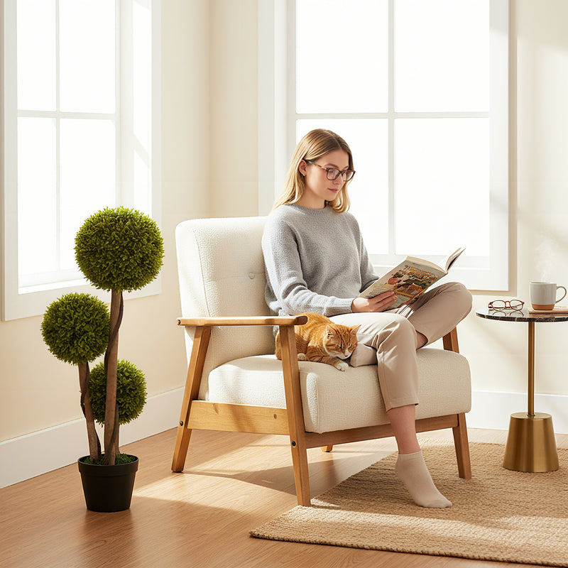 Artificial Boxwood Topiary Tree Set of 2 in Pots for Indoor and Outdoor Decor Green