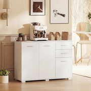 Sideboard with Adjustable Shelves and Drawers for Family Storage White AOSOM